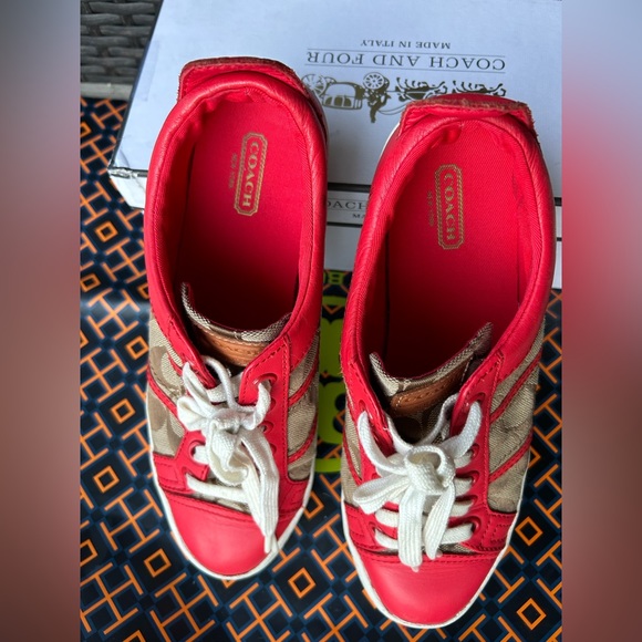 Coach red sneakers shoes - Picture 2 of 8